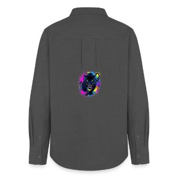 Neon Panther Color Explosion - Women's Oxford Shirt - anthracite - Back - AI Model Female 172 light (172cm)