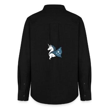 Starkes Sternen Einhorn, Edle Superheldin - Frauen Oxford Hemd - Schwarz - Hinten - AI Model Female 172 light (172cm)