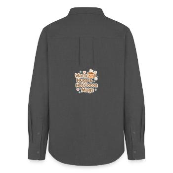 Warm Hugs Cocoa Mug - Women's Oxford Shirt - anthracite - Back - AI Model Female 172 light (172cm)