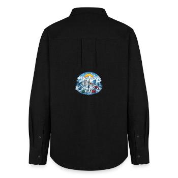 Milan winter sports icon - Women's Oxford Shirt - black - Back - AI Model Female 172 light (172cm)