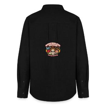 Overstimulated Unhinged Skull Patch Geschenk - Frauen Oxford Hemd - Schwarz - Hinten - AI Model Female 172 light (172cm)