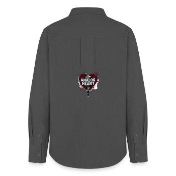 Heartbeat of Music - Frauen Oxford Hemd - Anthrazit - Hinten - AI Model Female 172 light (172cm)