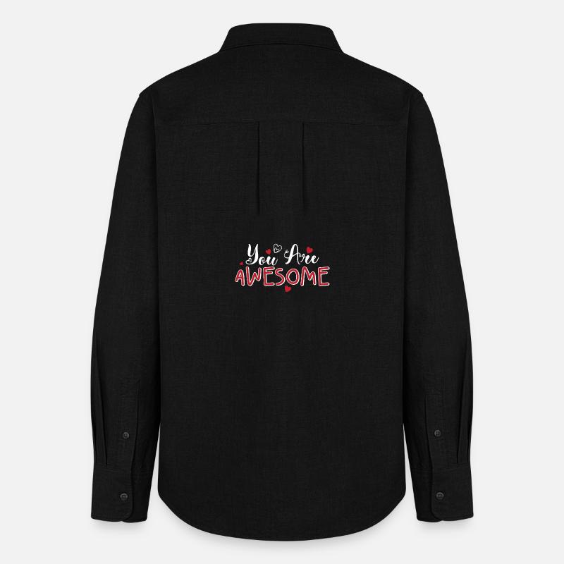 You Are Awesome Hearts Script - Women's Oxford Shirt - black