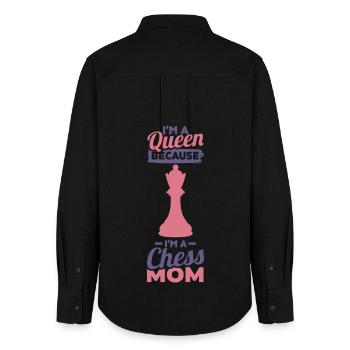 Schach Mutter - Frauen Oxford Hemd - Schwarz - Hinten - AI Model Female 172 light (172cm)