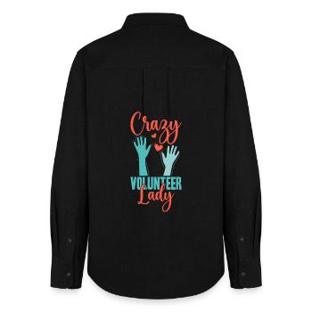 Volunteer Appreciation Crazy Lady Volunteer - Frauen Oxford Hemd - Schwarz - Hinten - AI Model Female 172 light (172cm)