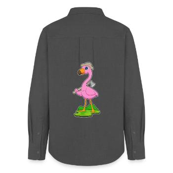 Hache de bûcheron flamant rose - Chemise Oxford Femme - charbon - Dos - AI Model Female 172 light (172cm)