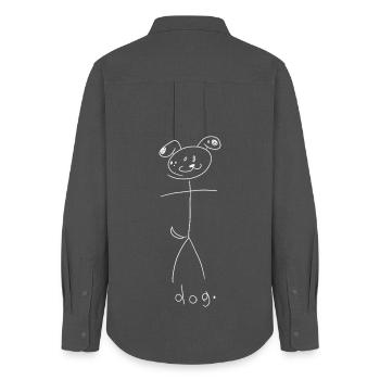 Dog. (white lines) (by Leni Riosa) - Women's Oxford Shirt - anthracite - Back - AI Model Female 172 light (172cm)