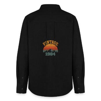 Vintage 1984 Birthday Mountain Retro 1984 - Frauen Oxford Hemd - Schwarz - Hinten - AI Model Female 172 light (172cm)