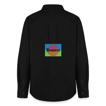 Lennyromanoflag - Women's Oxford Shirt - black - Back - AI Model Female 172 light (172cm)