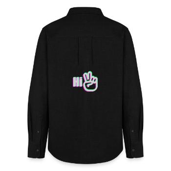 Glitch Peace Hand Hi Streetwear T-Shirt-Design - Frauen Oxford Hemd - Schwarz - Hinten - AI Model Female 172 light (172cm)