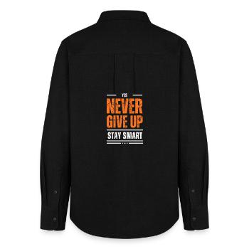 Never Give Up Stay Smart Motto - Women's Oxford Shirt - black - Back - AI Model Female 172 light (172cm)