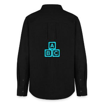 Neon ABC Block Pattern - Women's Oxford Shirt - black - Back - AI Model Female 172 light (172cm)