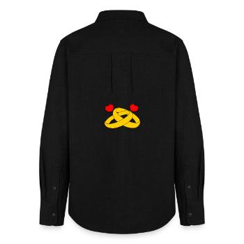 Wedding gold rings with hearts - Women's Oxford Shirt - black - Back - AI Model Female 172 light (172cm)