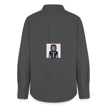 Tiger Mascot Jersey Print - Women's Oxford Shirt - anthracite - Back - AI Model Female 172 light (172cm)