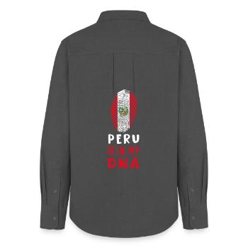 Peru is in my DNA design / gift idea - Women's Oxford Shirt - anthracite - Back - AI Model Female 172 light (172cm)