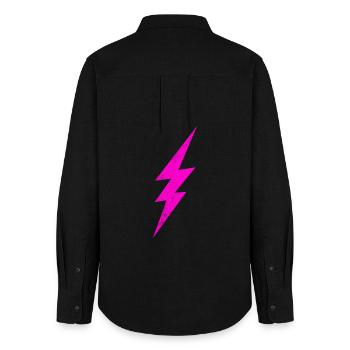 Leuchtender Pinker Blitz - Frauen Oxford Hemd - Schwarz - Hinten - AI Model Female 172 light (172cm)