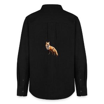 Roter Fuchs – Wildtier Alpen Design - Frauen Oxford Hemd - Schwarz - Hinten - AI Model Female 172 light (172cm)