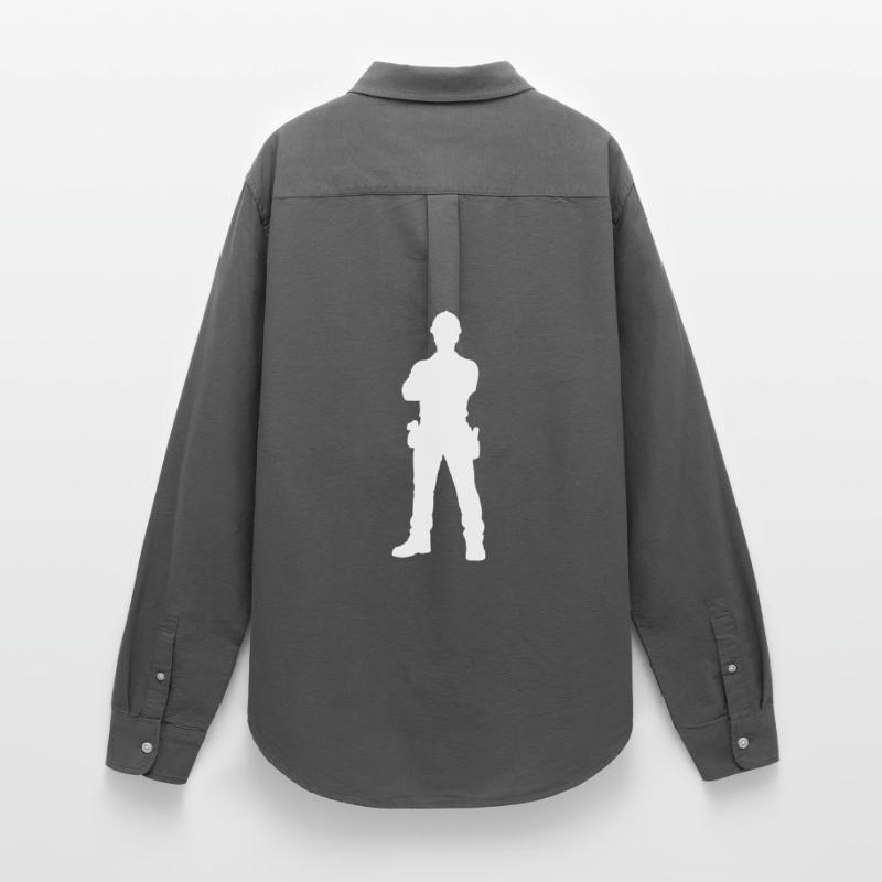 Construction Worker Construction Silhouette Women's Oxford Shirt