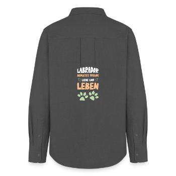 Labrador Freude Liebe Leben - Frauen Oxford Hemd - Anthrazit - Hinten - AI Model Female 172 light (172cm)