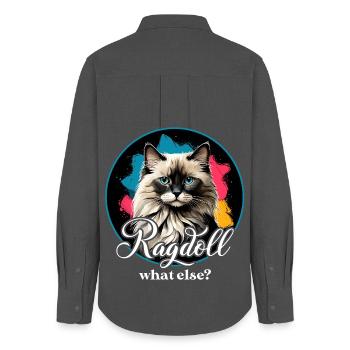 Ragdoll Katze - Frauen Oxford Hemd - Anthrazit - Hinten - AI Model Female 172 light (172cm)