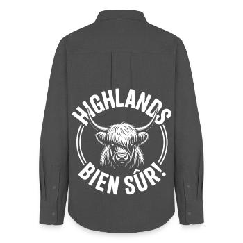 Scottish Highland Cow – Highland Cow - Women's Oxford Shirt - anthracite - Back - AI Model Female 172 light (172cm)