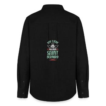 J’aime mon Saint-Bernard - Chemise Oxford Femme - noir - Dos - AI Model Female 172 light (172cm)