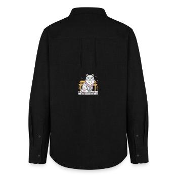 Anime Katze Japan Kawaii Vektor - Frauen Oxford Hemd - Schwarz - Hinten - AI Model Female 172 light (172cm)