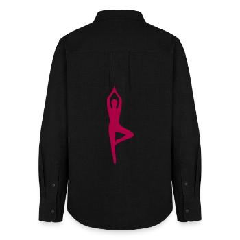 Yoga Formen Silhouetten  - Frauen Oxford Hemd - Schwarz - Hinten - AI Model Female 172 light (172cm)