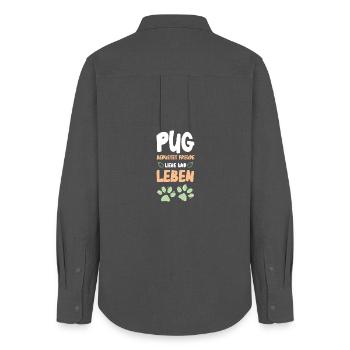 Pug Lebensfreude Design - Frauen Oxford Hemd - Anthrazit - Hinten - AI Model Female 172 light (172cm)