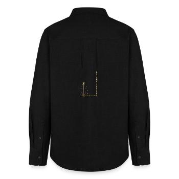 Goldene Sternpflanze am Rand - Frauen Oxford Hemd - Schwarz - Hinten - AI Model Female 172 light (172cm)