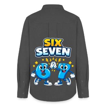 Number 67 Six Seven - 6 7 Memes - Women's Oxford Shirt - anthracite - Back - AI Model Female 172 light (172cm)