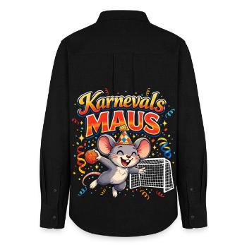Karnevalsmaus Handball Geschenk Lustig Fasching - Frauen Oxford Hemd - Schwarz - Hinten - AI Model Female 172 light (172cm)