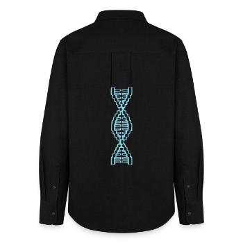 DNA Helix Pixel Art Blue - Women's Oxford Shirt - black - Back - AI Model Female 172 light (172cm)