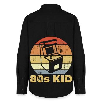 Gaming 80er Kind - Frauen Oxford Hemd - Schwarz - Hinten - AI Model Female 172 light (172cm)