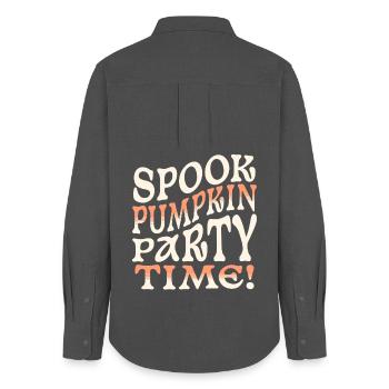 Spooky pumpkin party time - Women's Oxford Shirt - anthracite - Back - AI Model Female 172 light (172cm)