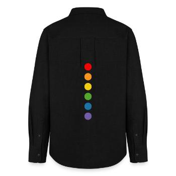 Regenbogen rounds - Frauen Oxford Hemd - Schwarz - Hinten - AI Model Female 172 light (172cm)