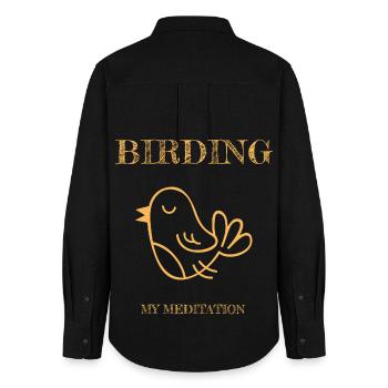 Birding is My Meditation - Women's Oxford Shirt - black - Back - AI Model Female 172 light (172cm)