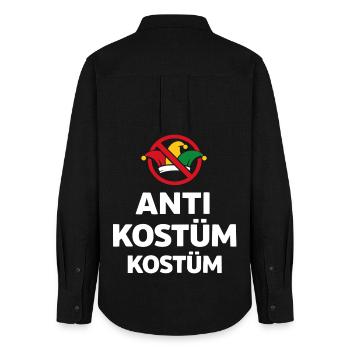 Anti Kostüm Kostüm Minimal Karneval Verkleidung - Frauen Oxford Hemd - Schwarz - Hinten - AI Model Female 172 light (172cm)