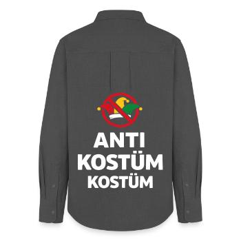 Anti Kostüm Kostüm Minimal Karneval Verkleidung - Frauen Oxford Hemd - Anthrazit - Hinten - AI Model Female 172 light (172cm)