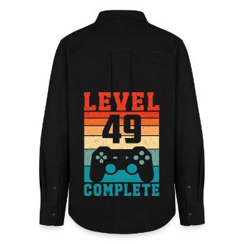 49th Birthday Level 49 Complete 49 Years Gamer - Women's Oxford Shirt - black - Back - AI Model Female 172 light (172cm)