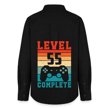 55th Birthday Level 55 Complete 55 Years Gamer - Women's Oxford Shirt - black - Back - AI Model Female 172 light (172cm)