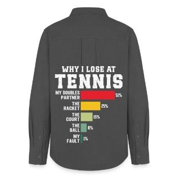 Warum ich beim Tennis verliere - Frauen Oxford Hemd - Anthrazit - Hinten - AI Model Female 172 light (172cm)