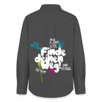 Trouvez votre chemin Graffiti Typo - Chemise Oxford Femme - charbon - Dos - AI Model Female 172 light (172cm)