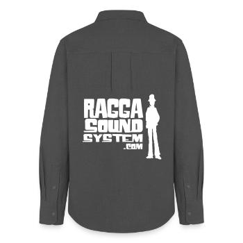 ragga-sound-system-logo-W - Women's Oxford Shirt - anthracite - Back - AI Model Female 172 light (172cm)
