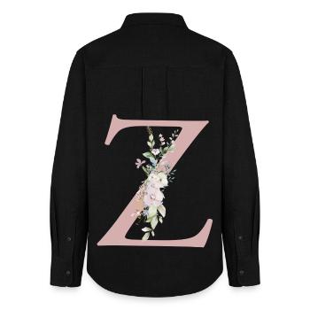 Z Monogramm, Floral, personalisierbar - Frauen Oxford Hemd - Schwarz - Hinten - AI Model Female 172 light (172cm)