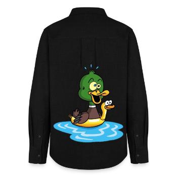 The duck learning to swim - Women's Oxford Shirt - black - Back - AI Model Female 172 light (172cm)