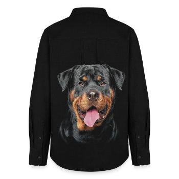 Rottweiler Chien - Chemise Oxford Femme - noir - Dos - AI Model Female 172 light (172cm)