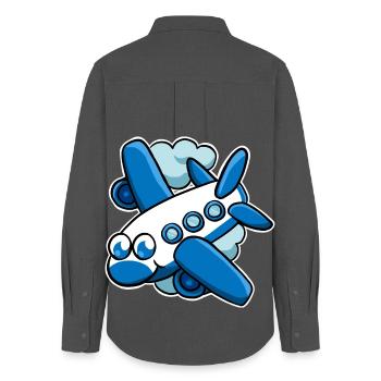 Flugzeug - Frauen Oxford Hemd - Anthrazit - Hinten - AI Model Female 172 light (172cm)
