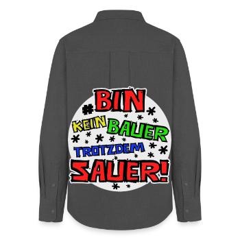 Bin kein Bauer trotzdem sauer - Frauen Oxford Hemd - Anthrazit - Hinten - AI Model Female 172 light (172cm)