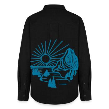 Holiday Landscape (Blue) - Women's Oxford Shirt - black - Back - AI Model Female 172 light (172cm)